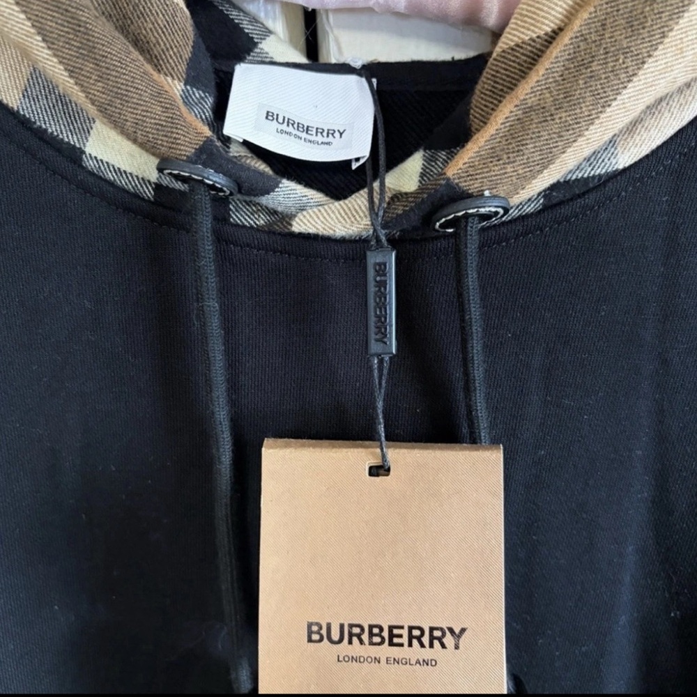 Burbery Black Sweater with Tan Plaid Hood